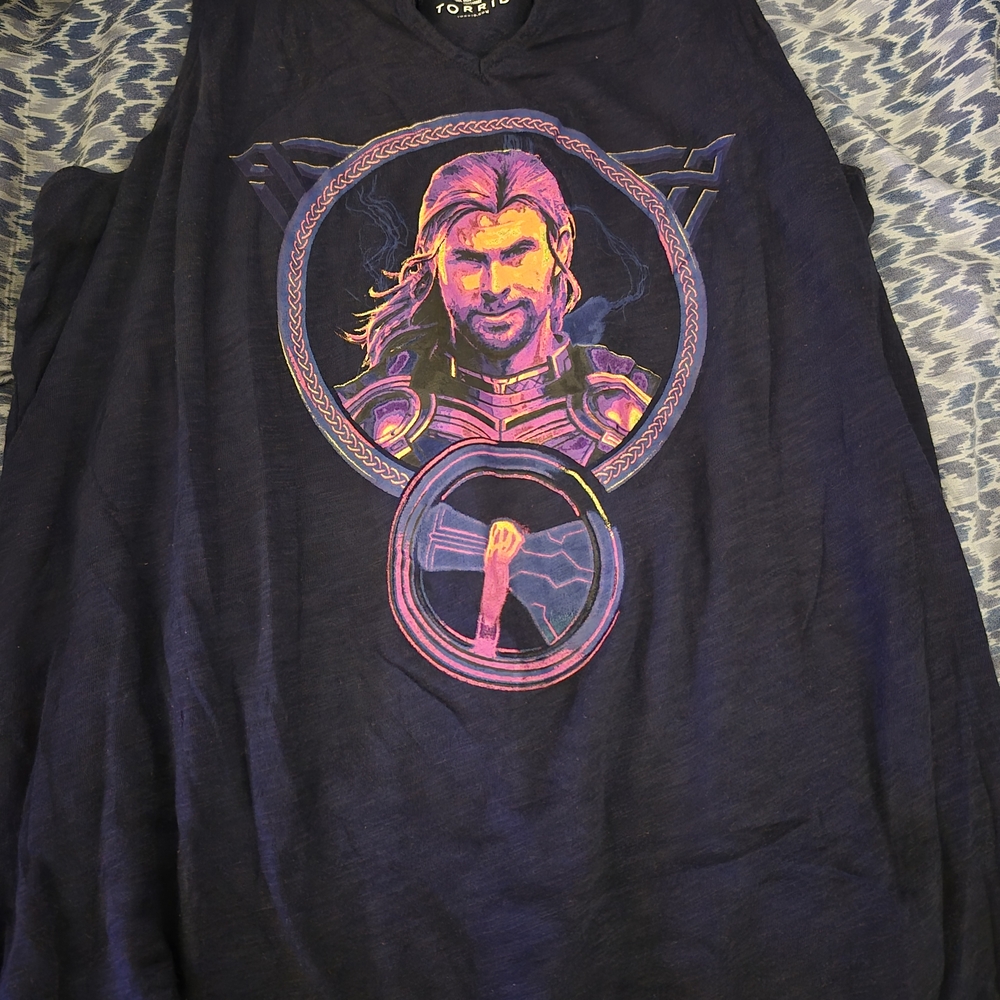 Torrid Navy Tank Top with Heroic Graphic